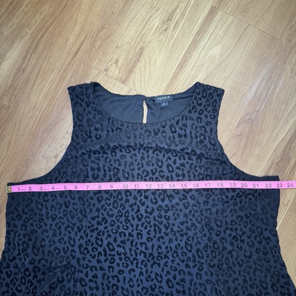 Torrid Black Lined Mesh Flocked Leopard Animal Print Trapeze Dress Size 3 - Picture 8 of 11